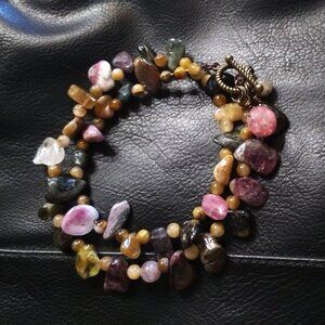 2x Wrap Bracelet | Semi-Precious Stone Beads: Rhodochrosite Ametrine Agate +++